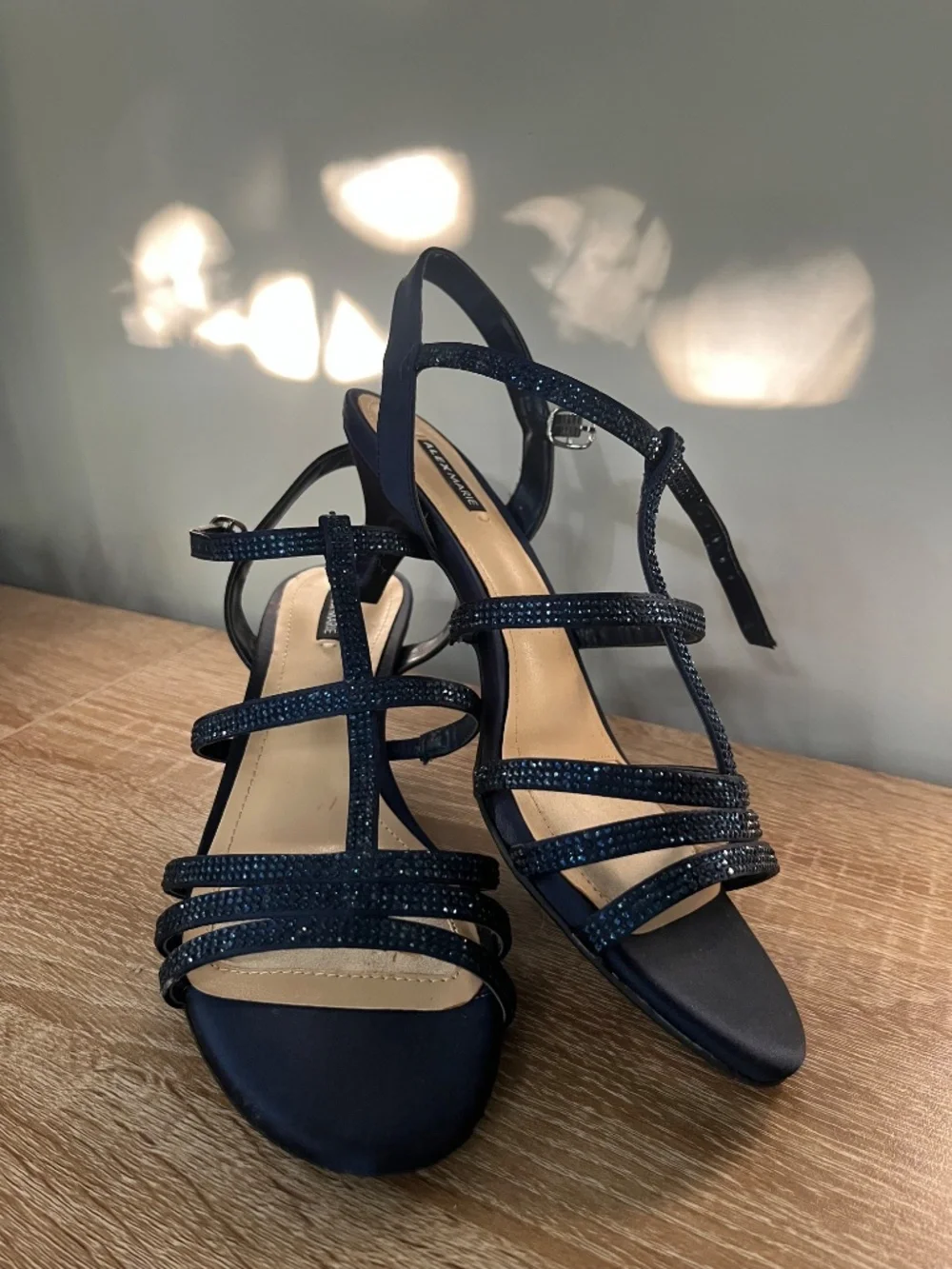 Alex Marie Navy Glitter Dress Heel, Size 8.5 Women's